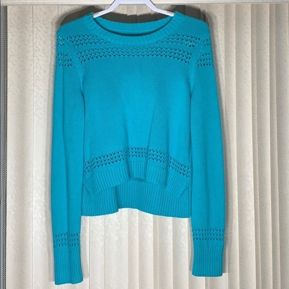 C Wonder Fancy Stitch Aqua Sweater Crewneck Medium women’s pullover top - Picture 3 of 10